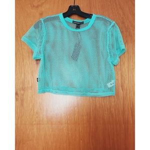 Cropped teal green fishnet top - Sommer Ray